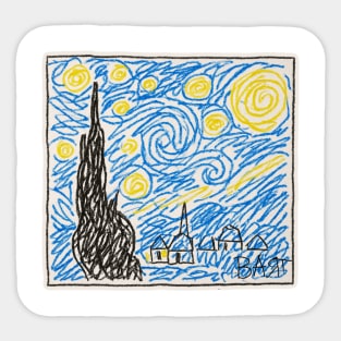 Starry night by Bart Simpson Sticker